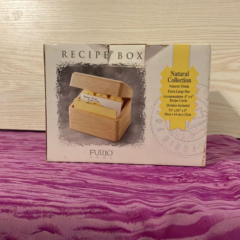 Furio Home Natural Finish Recipe Box